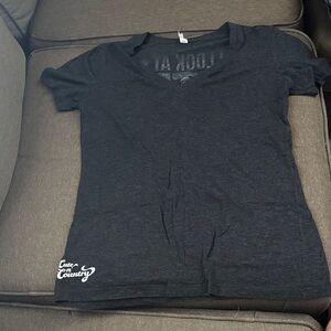 Women's Black Short-Sleeve V-Neck Tee - Logo